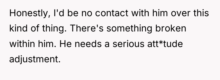 Honestly, I'd be no contact with him over this kind...