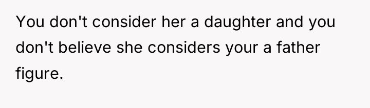 You don't consider her a daughter and you don't believe...