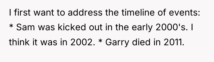 I first want to address the timeline of events: *...