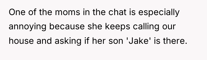 One of the moms in the chat is especially annoying...