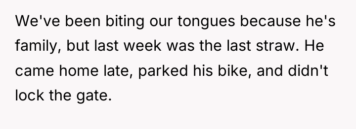 We've been biting our tongues because he's family, but last...