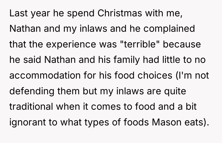 Last year he spend Christmas with me, Nathan and my...