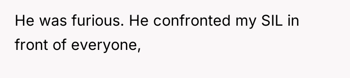 He was furious. He confronted my SIL in front of...