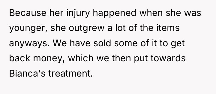 Because her injury happened when she was younger, she outgrew...