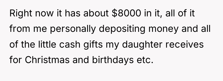 Right now it has about $8000 in it, all of...