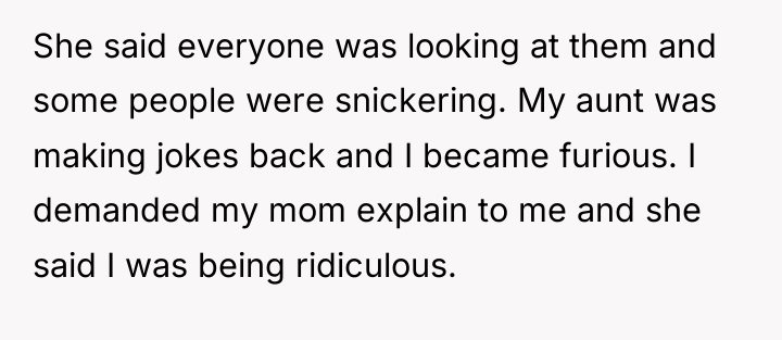 She said everyone was looking at them and some people...