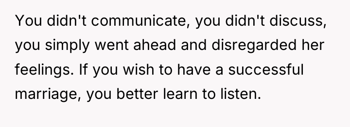 You didn't communicate, you didn't discuss, you simply went ahead...