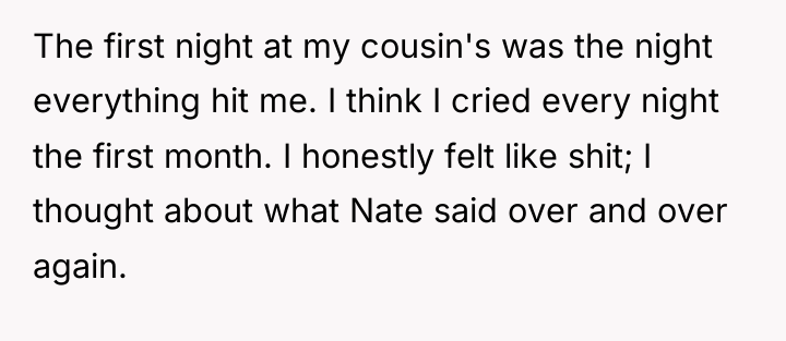 The first night at my cousin's was the night everything...