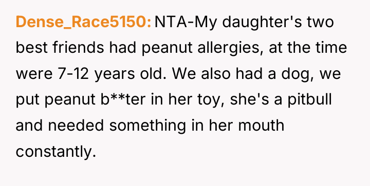 Dense_Race5150 NTA-My daughter's two best friends had peanut allergies, at...