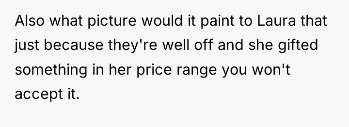 Also what picture would it paint to Laura that just...