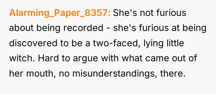 Alarming_Paper_8357 She's not furious about being recorded - she's furious...