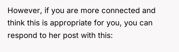However, if you are more connected and think this is...