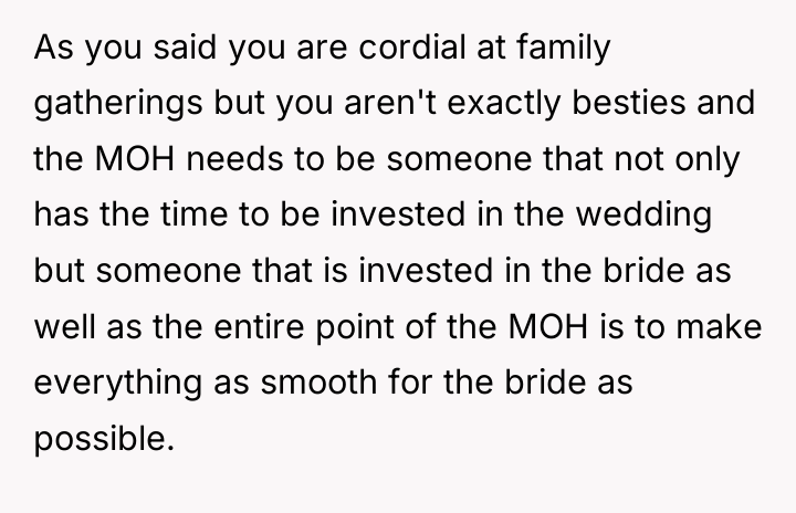 As you said you are cordial at family gatherings but...