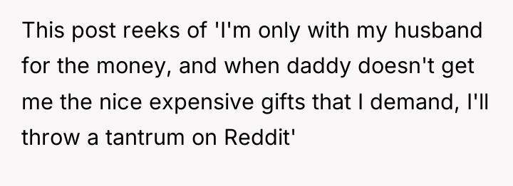 This post reeks of 'I'm only with my husband for...