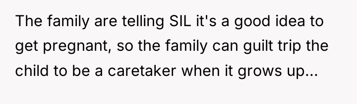 The family are telling SIL it's a good idea to...