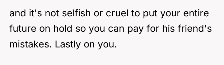 and it's not selfish or cruel to put your entire...