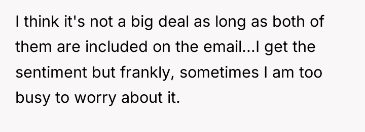 I think it's not a big deal as long as...