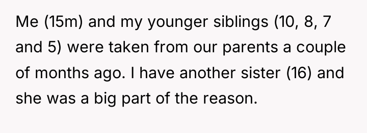 Me (15m) and my younger siblings (10, 8, 7 and...