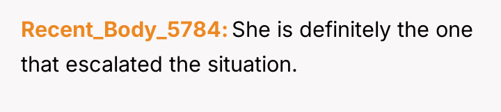 Recent_Body_5784 She is definitely the one that escalated the situation.