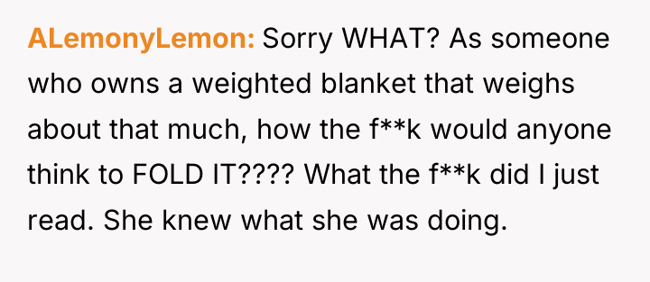 ALemonyLemon Sorry WHAT? As someone who owns a weighted blanket...