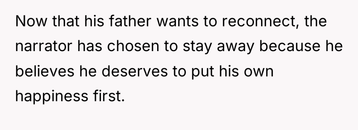 Now that his father wants to reconnect, the narrator has...