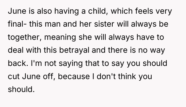June is also having a child, which feels very final-...