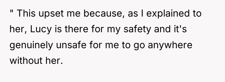 " This upset me because, as I explained to her,...