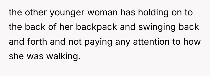 the other younger woman has holding on to the back...