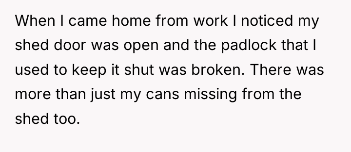 When I came home from work I noticed my shed...