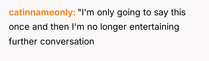 catinnameonly "I'm only going to say this once and then...