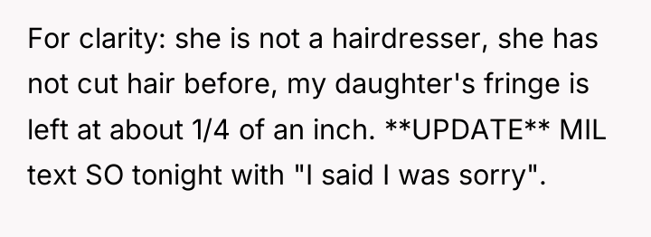 For clarity: she is not a hairdresser, she has not...
