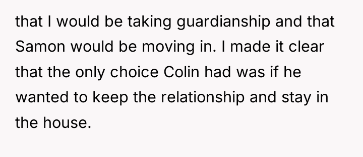 that I would be taking guardianship and that Samon would...