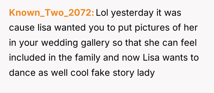 Known_Two_2072 Lol yesterday it was cause lisa wanted you to...