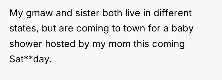 My gmaw and sister both live in different states, but...