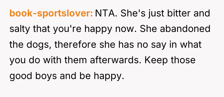 book-sportslover NTA. She's just bitter and salty that you're happy...
