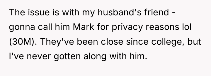 The issue is with my husband's friend - gonna call...