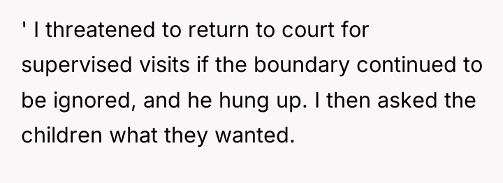 ' I threatened to return to court for supervised visits...