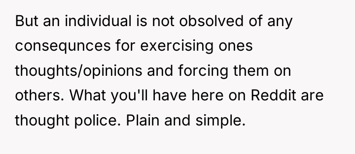 But an individual is not obsolved of any consequnces for...