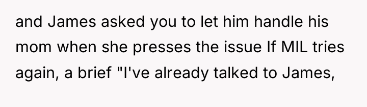 and James asked you to let him handle his mom...