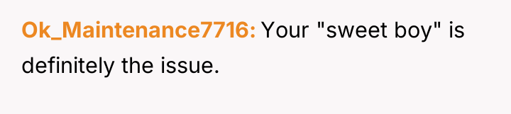 Ok_Maintenance7716 Your "sweet boy" is definitely the issue.