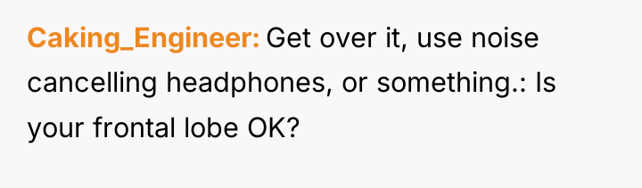 Caking_Engineer Get over it, use noise cancelling headphones, or something.:...