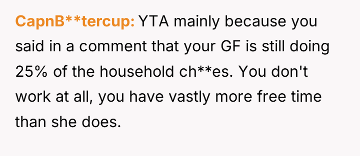 CapnB**tercup YTA mainly because you said in a comment that...