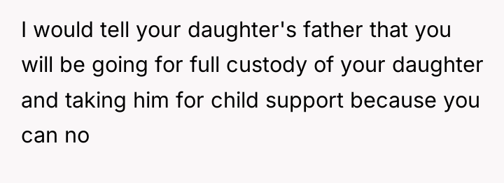 I would tell your daughter's father that you will be...