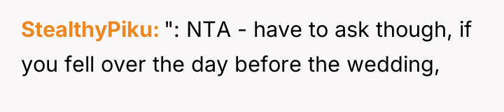 StealthyPiku ": NTA - have to ask though, if you...