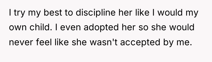 I try my best to discipline her like I would...