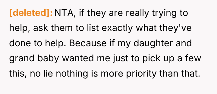 [deleted] NTA, if they are really trying to help, ask...