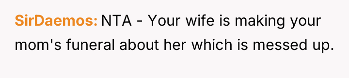 SirDaemos NTA - Your wife is making your mom's funeral...