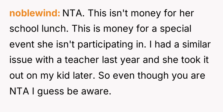 noblewind NTA. This isn't money for her school lunch. This...