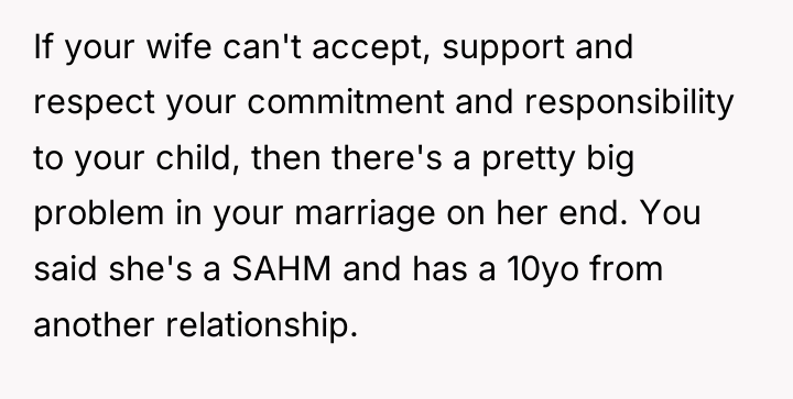 If your wife can't accept, support and respect your commitment...