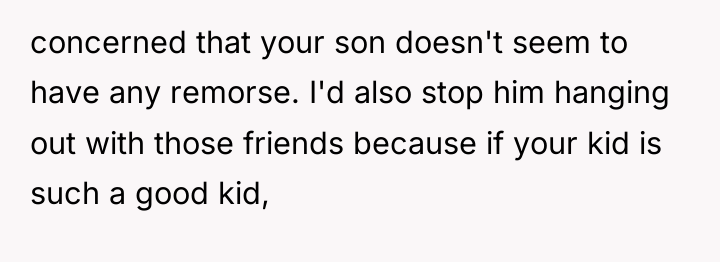 concerned that your son doesn't seem to have any remorse....